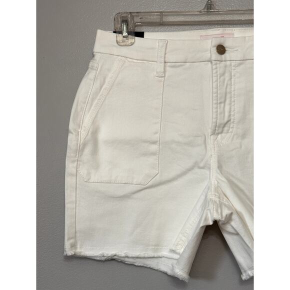 Jen7 Women's Plus Mid Rise Frayed Hem Cream Jean Shorts 16 NWT - Picture 2 of 9